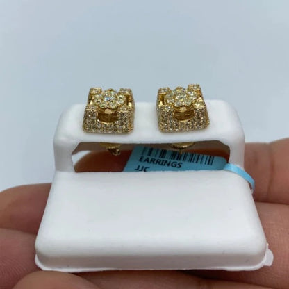 14K Castle Diamond Earrings Jumbo