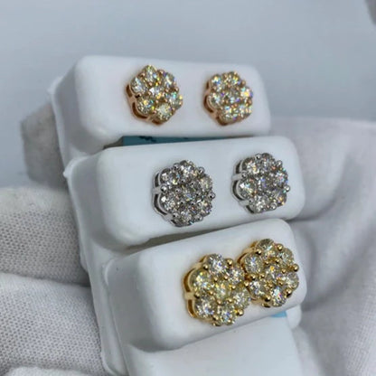 14K Flower Diamond Earrings 2.6ct