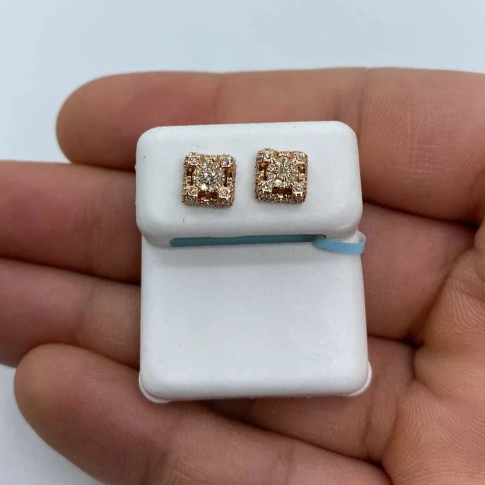 14K Castle Diamond Earrings Small