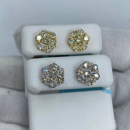 14K Flower Diamond Earrings 3.1ct
