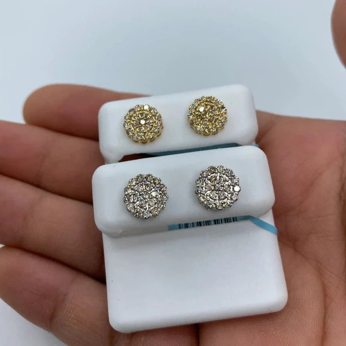 14K Circle Flower Diamond Earrings