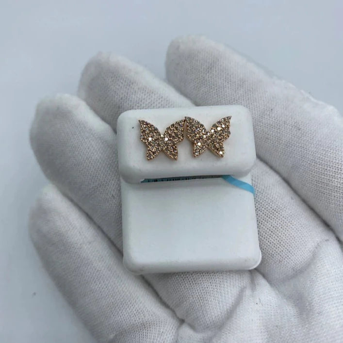 14K Butterfly Diamond Earrings