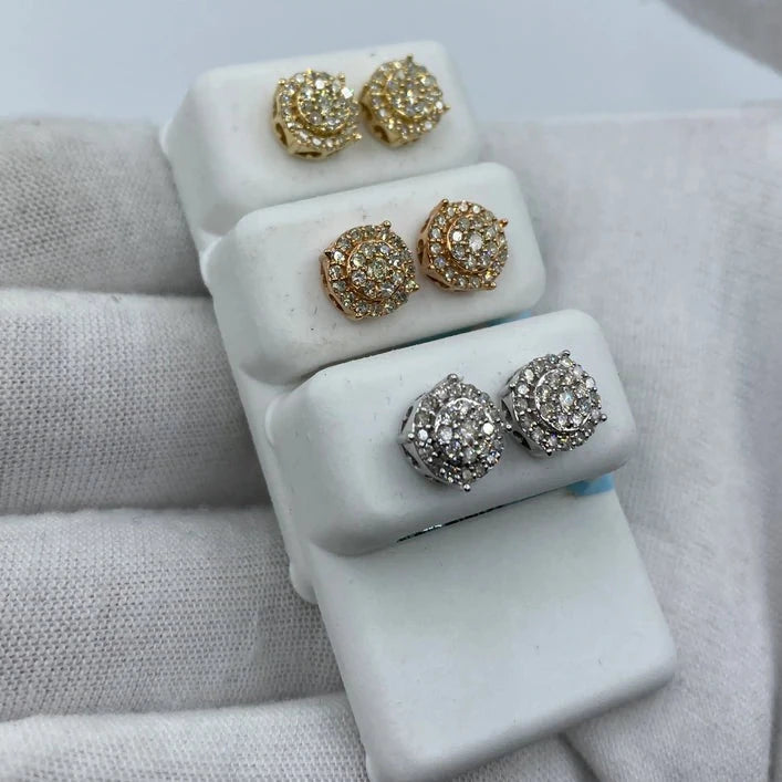 14K Thick Circle Diamond Earrings 0.8ct
