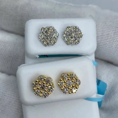 14K Flower Diamond Earrings 1.2ct