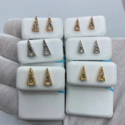 14K Large Isosceles Triangle Diamond Baguette Earrings