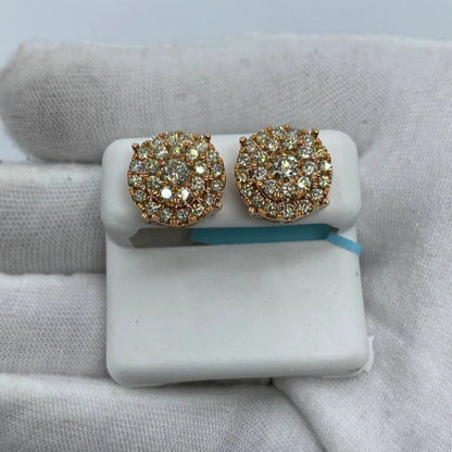 14K Thick Circle Diamond Earrings 3.3ct