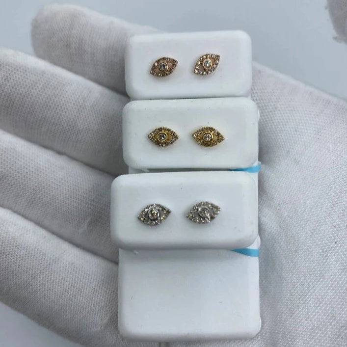 14K Eye Diamond Earrings