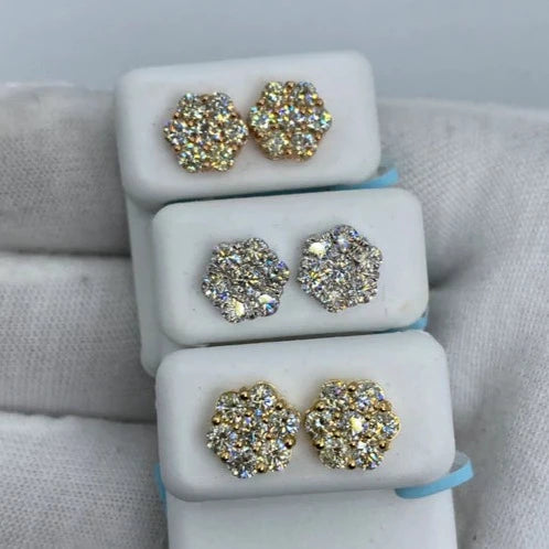14K Flower Diamond Earrings 1.8ct