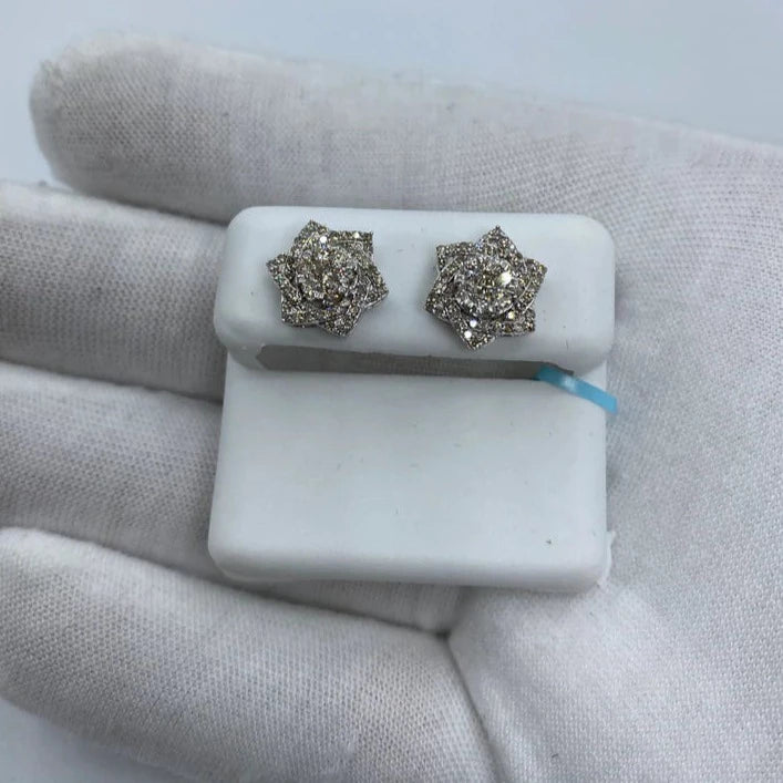 14K Spiraling Star Diamond Earrings