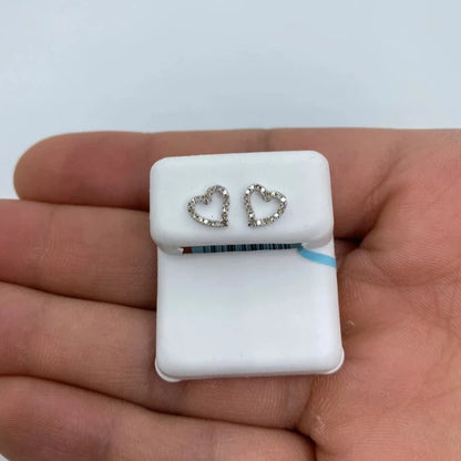 14K Open Heart Diamond Earrings