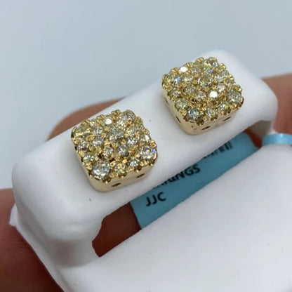 14K Swave Square Diamond Earrings