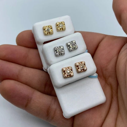 14K Castle Diamond Earrings Small