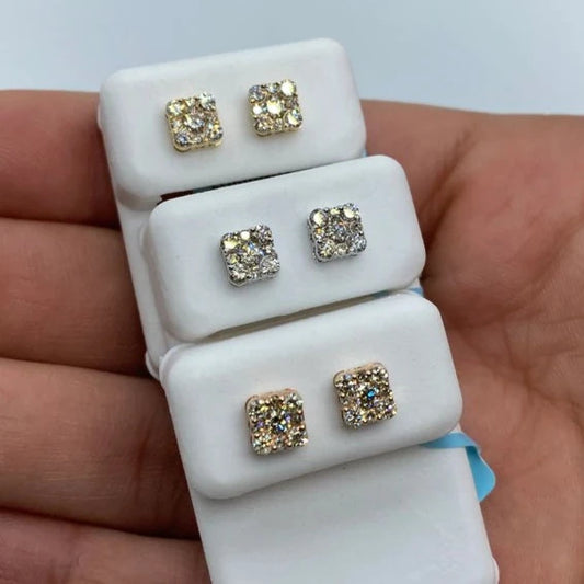 14K Square Stud Earrings 0.75ct