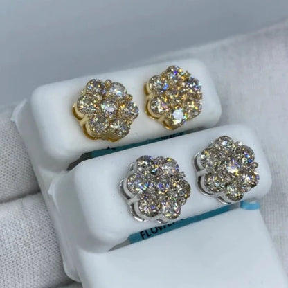 14K Flower Diamond Earrings 5.3ct