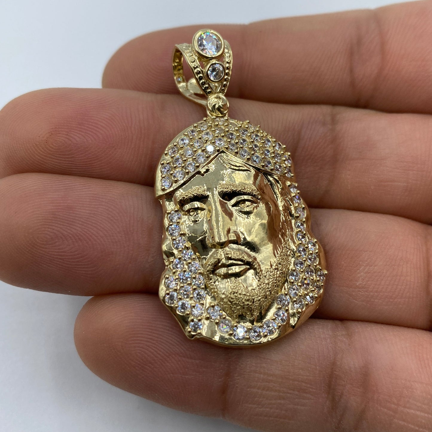 14K Jesus Head Pendant 1.9"