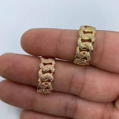10K Cuban Link Diamond Ring (9mm)