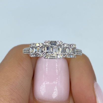 14K Three Baguette Diamond Ring