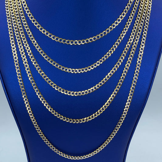 4.8MM Two-Tone Flat Cuban Link Chain 16-26"