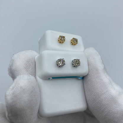 14K Round Square Diamond Earrings