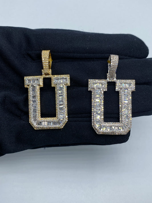 Initial U Baguette Pendant