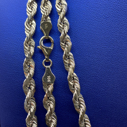 5.8MM Rope Chain in White Gold 20-24"