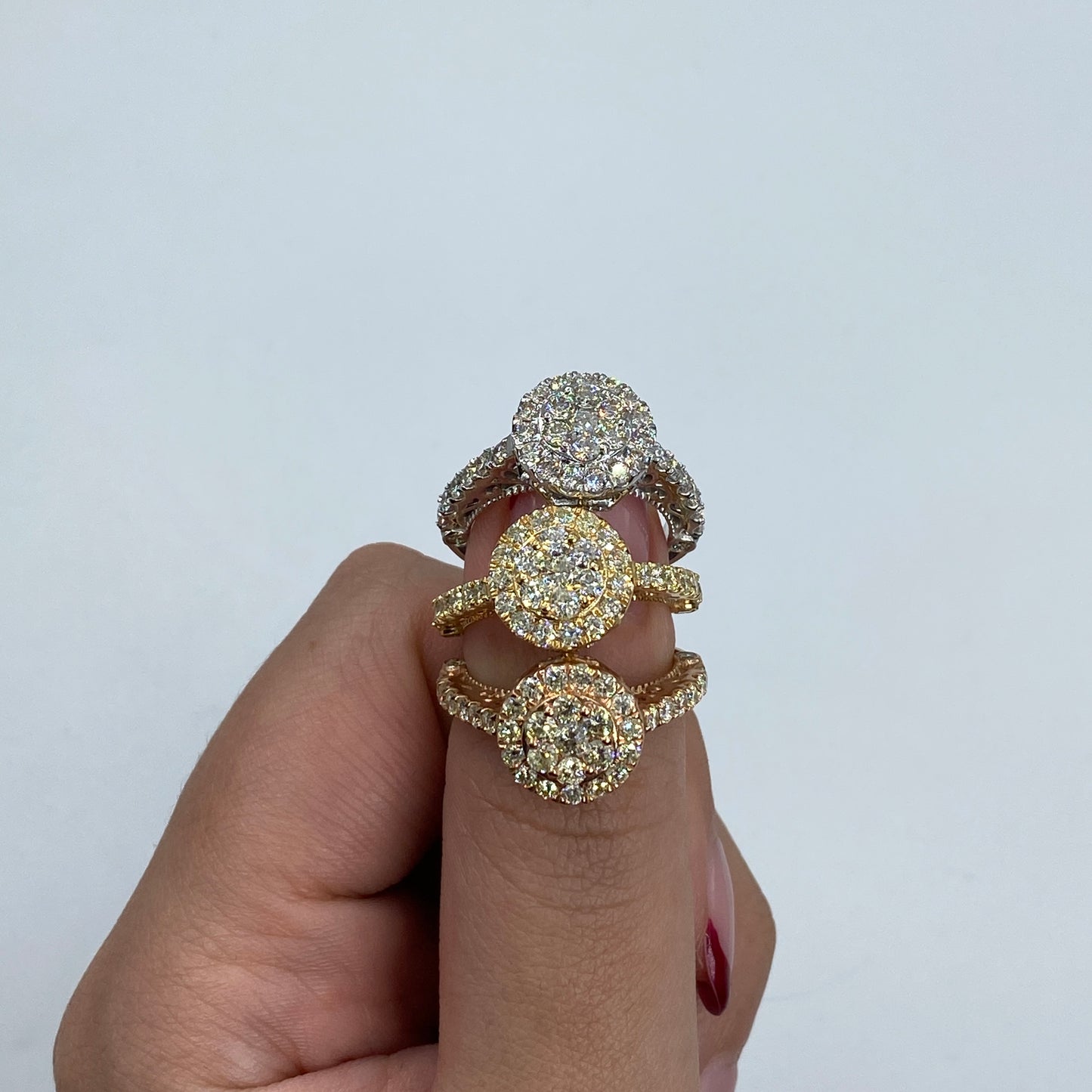 14K Amore Halo Circle Diamond Engagement Rings