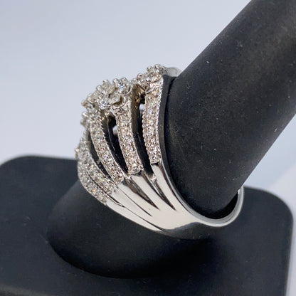 14K 5-Row Flower Diamond Ring