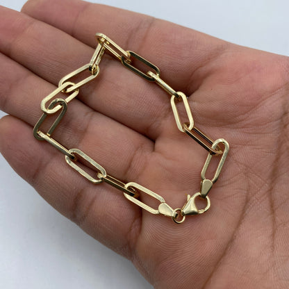 14K Yellow Gold Paper clip Bracelet 7.5"