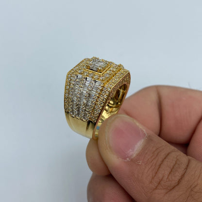 14K Square Center Diamond Baguette Ring