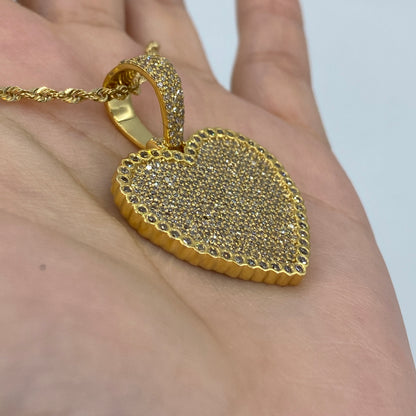 14K Heart Pave Halo Diamond Pendant