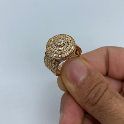 14K Circle Diamond Wave Ring