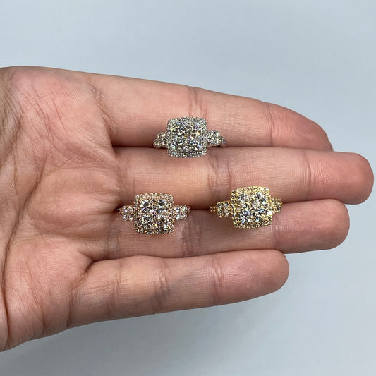 14K Admire Jumbo Halo Square Diamond Engagement Ring