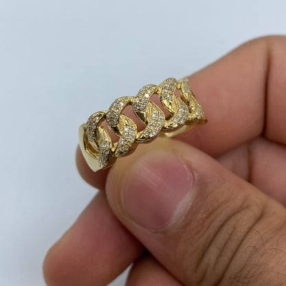 10K Cuban Link Diamond Ring (9mm)