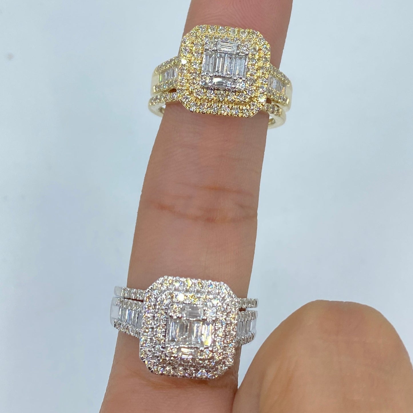14K Victoria Double Halo Stacked Diamond Ring