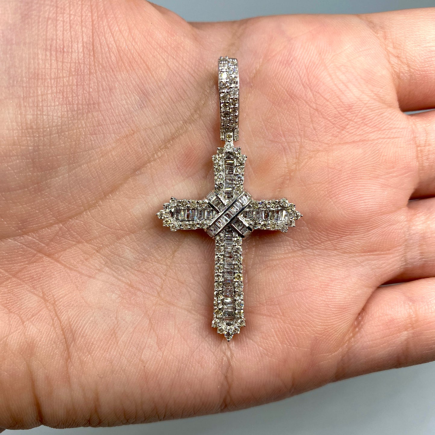 14K Diamond Latin Cross Pendant