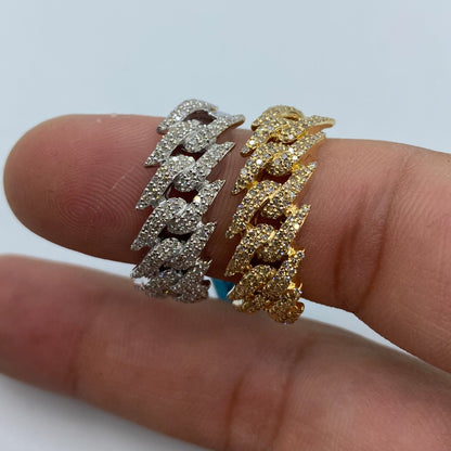 14K Gold 9MM Cuban Thorn Link Diamond Ring