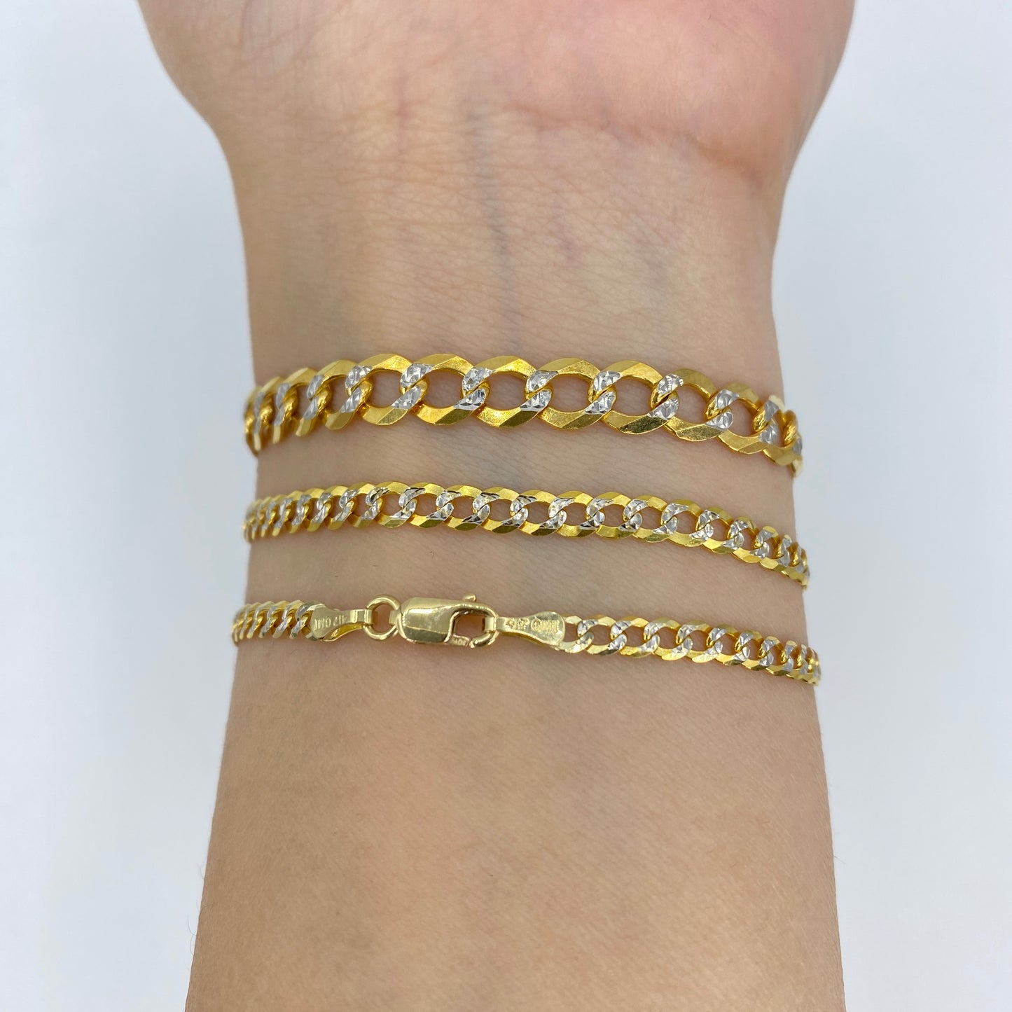 10K Solid Two-Tone Flat Cuban Link Anklet