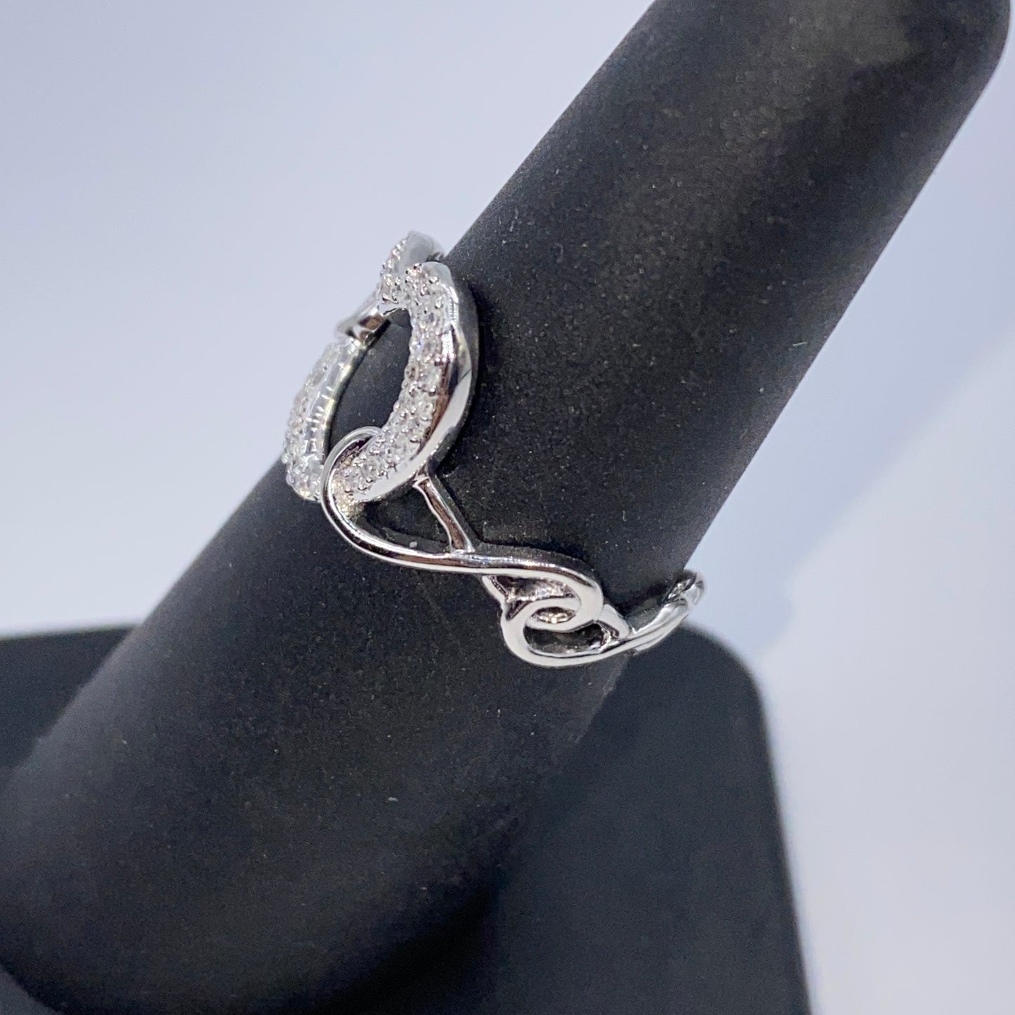 14K Heart Infinity Diamond Ring Adjustable Band