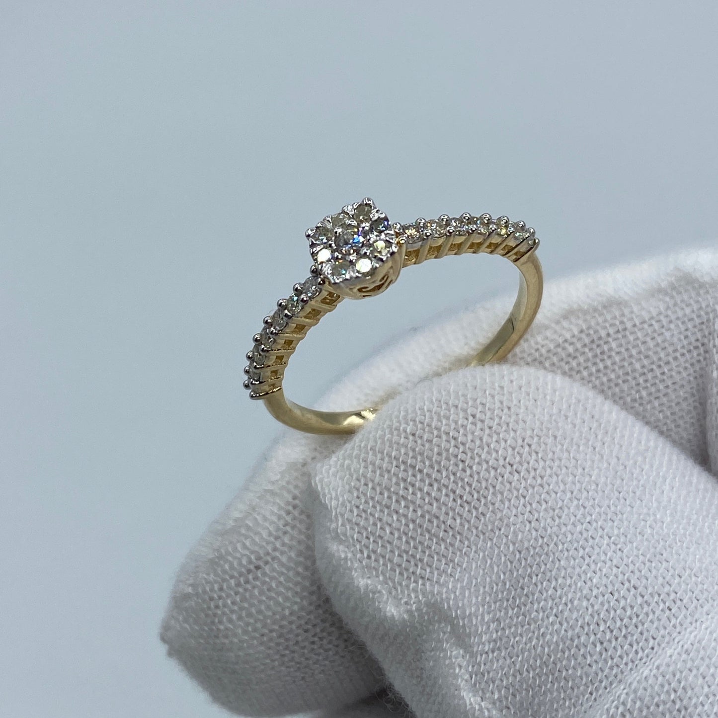 14K Yellow Gold Square Diamond Engagement Ring