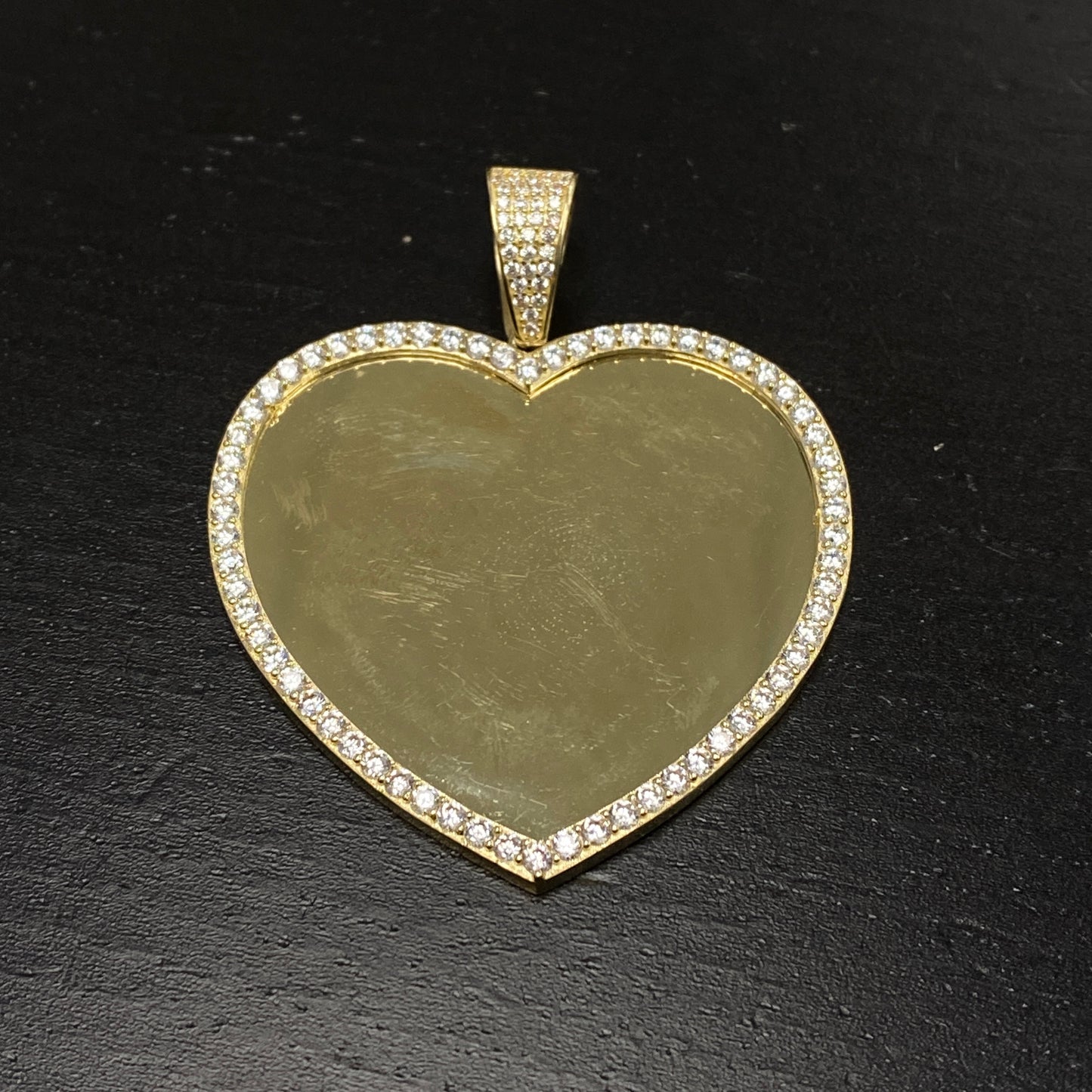 10K Heart Halo Diamond Photo Pendant