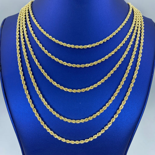 10K Yellow Gold 4MM Rope Chain 16-24"