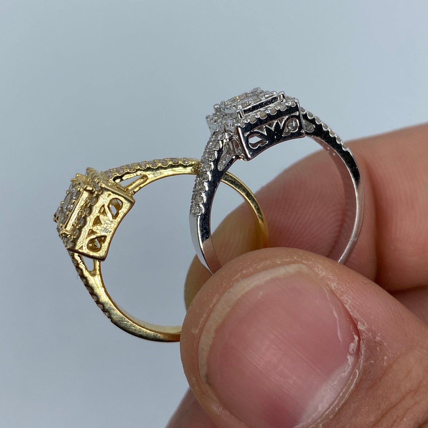 14K 3D Square Diamond Engagement Ring