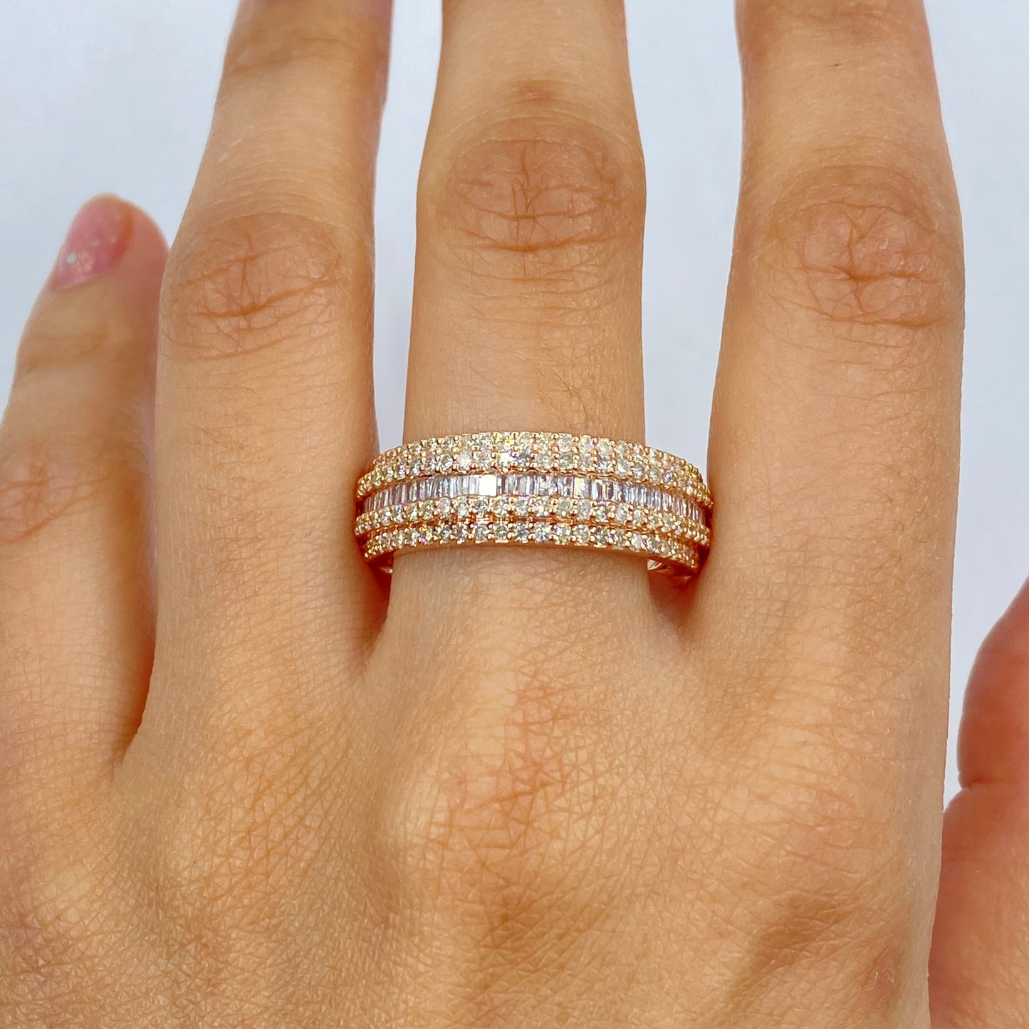 10K Succession Diamond Baguette Ring