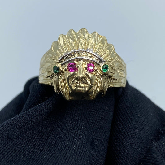 14K Indian Chief Ring
