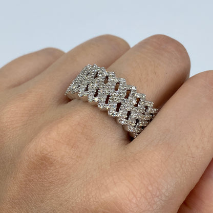 14K Double Cuban Link Diamond Ring