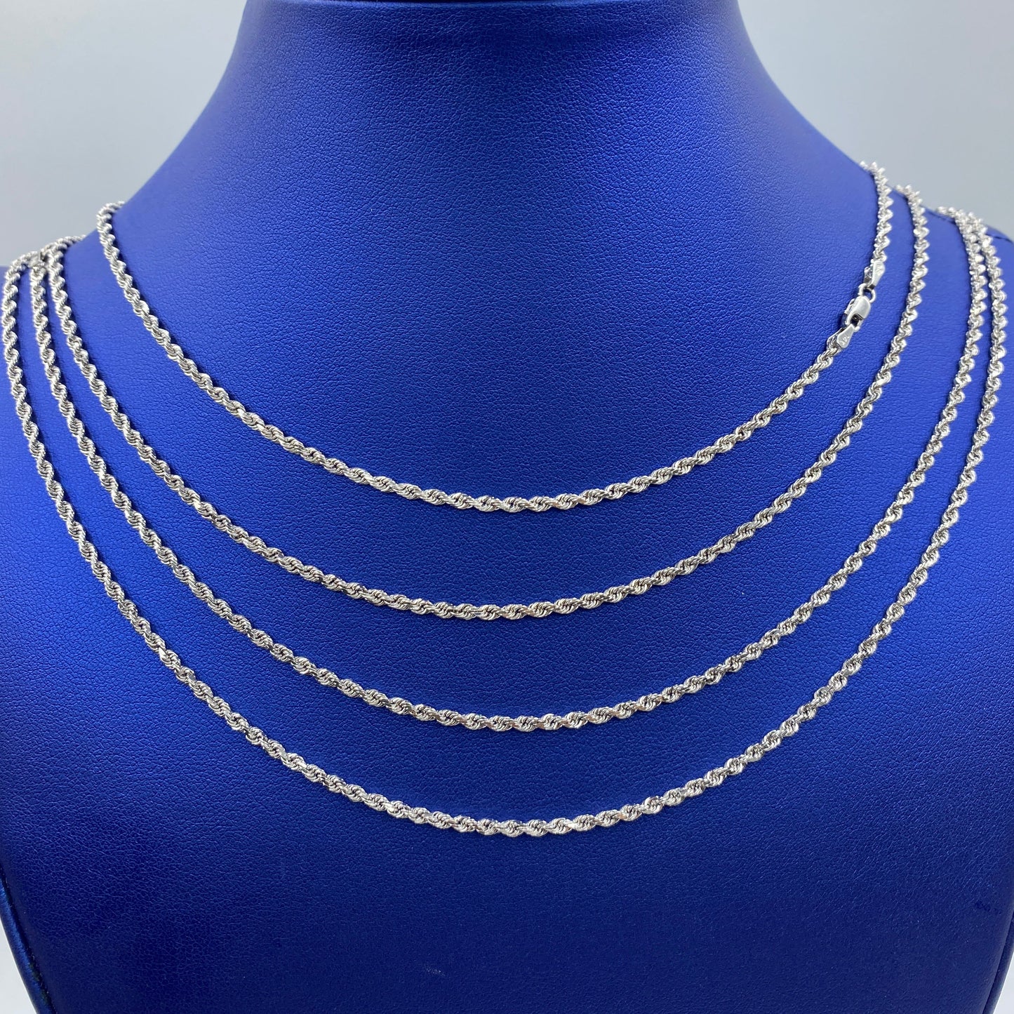 14K White Gold 2.7MM Rope Chain 16-26"