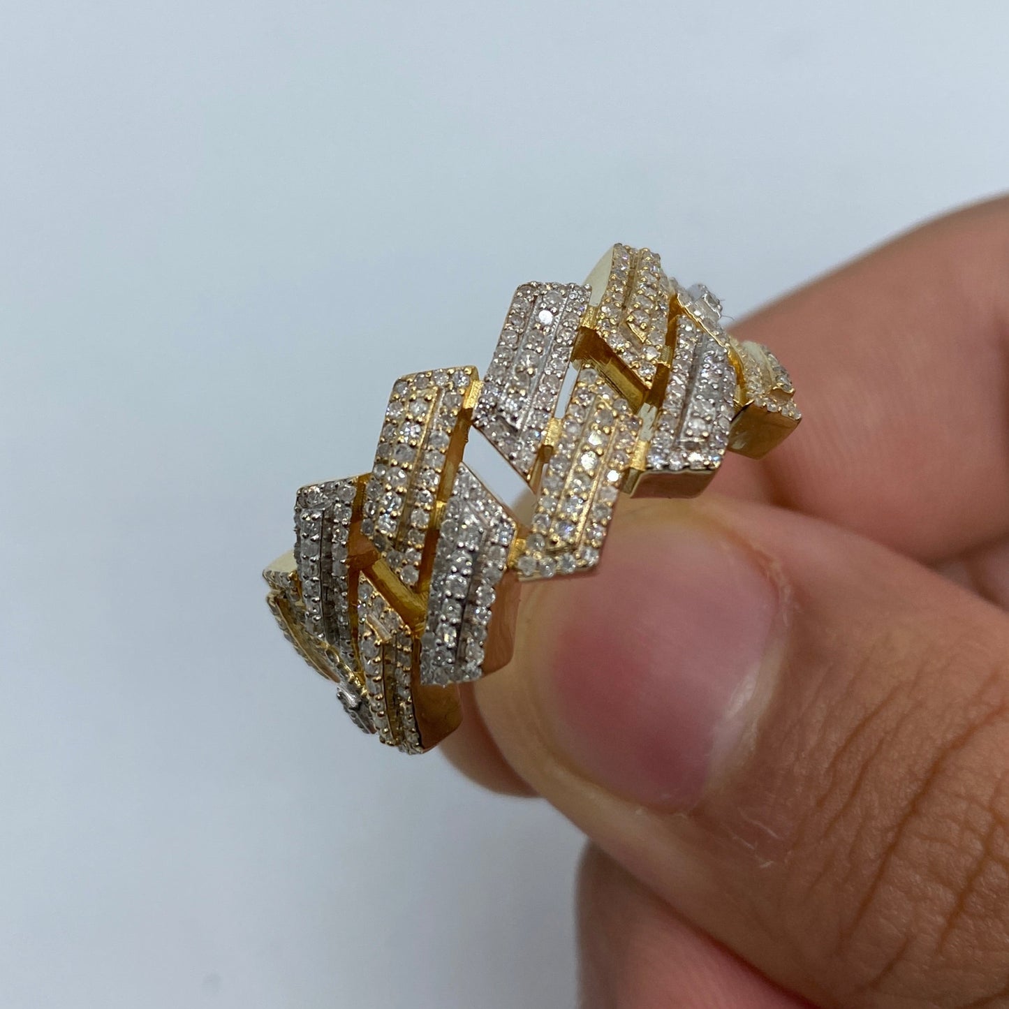 14K Gold 13MM Two Tone Cuban Link Diamond Ring
