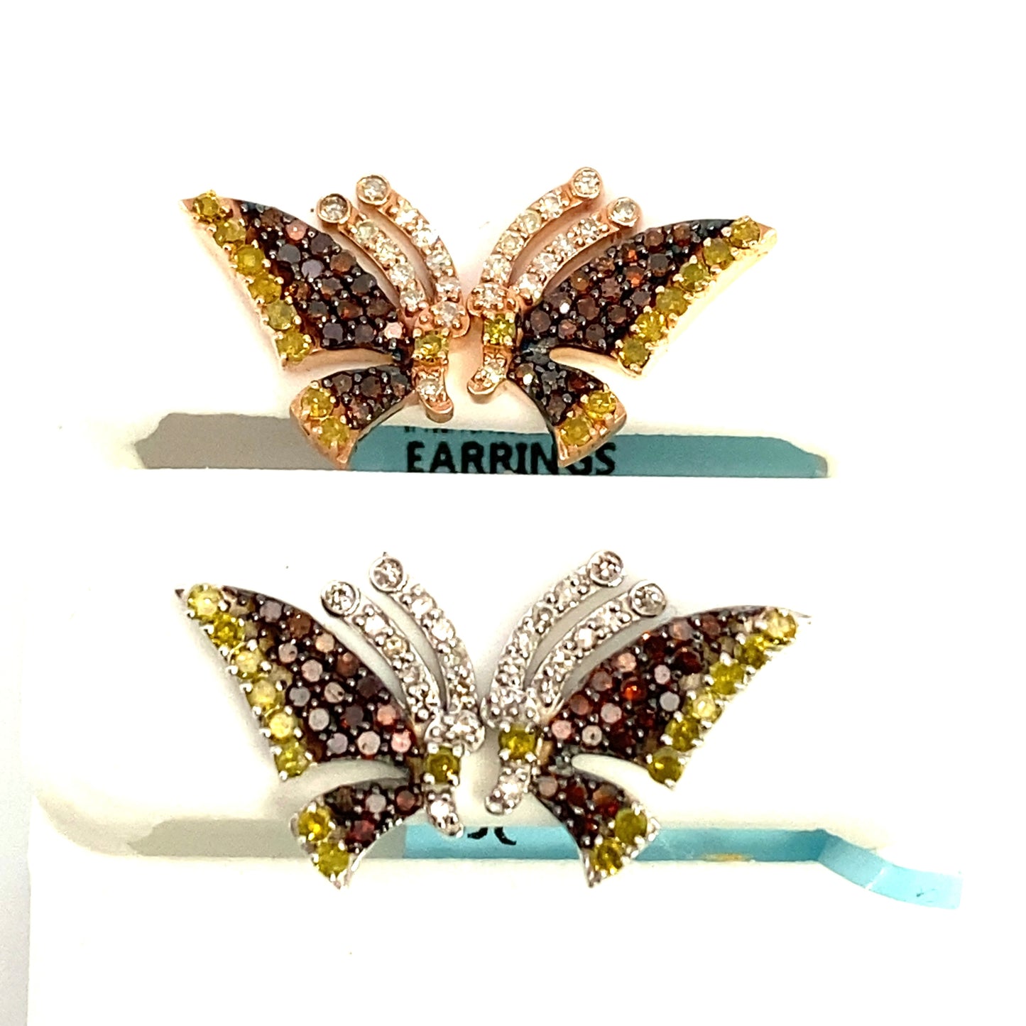 14K Medium Butterfly Diamond Earrings
