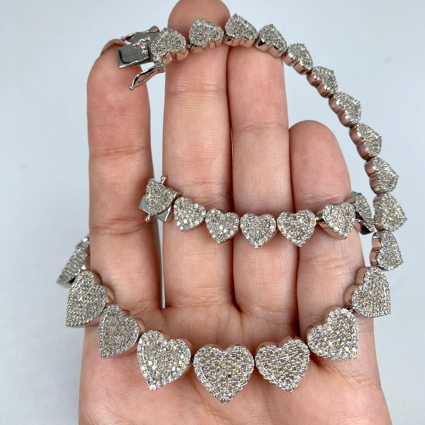 14K Halo Heart Link Diamond Necklace 16-18"