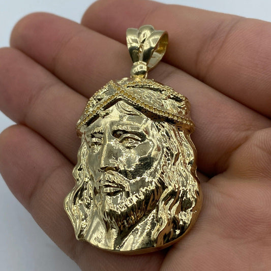 14K Jesus Head Pendant 2.3"